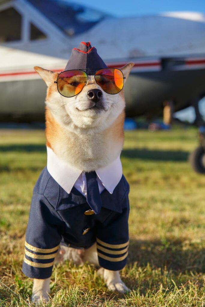 funny-photo-of-the-shiba-inu-dog-in-a-pilot-suit-at-the-airport-16269534 Funny photo of the Shiba Inu dog in a pilot suit at the airport